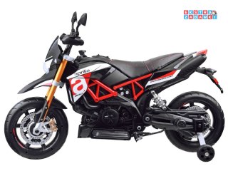 Motorek Aprilla na akumulator - czerwony, 2x2 12V/7Ah, do 3 km/h, EVA, ekoskóra, stalowa rama, dwa biegi [PA0243]