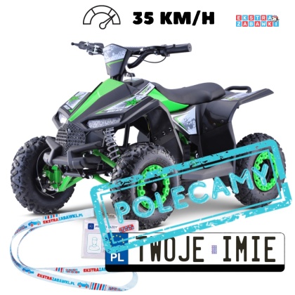 Quad HIPERFECT na akumulator - zielony, 1000W 48V/12Ah do 35 km/h, silnik bezszczotkowy, pompowane opony, ekoskóra [ATV-11E]