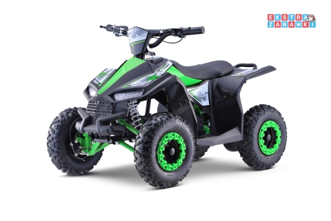 Quad HIPERFECT na akumulator - zielony, 1000W 48V/12Ah do 35 km/h, silnik bezszczotkowy, pompowane opony, ekoskóra [ATV-11E]