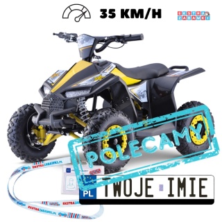 Quad HIPERFECT na akumulator - żółty, 1000W 48V/12Ah do 35 km/h, silnik bezszczotkowy, pompowane opony, ekoskóra [ATV-11E]