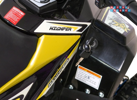 Quad HIPERFECT na akumulator - żółty, 1000W 48V/12Ah do 35 km/h, silnik bezszczotkowy, pompowane opony, ekoskóra [ATV-11E]