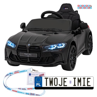 BMW M4 na akumulator - czarny, 2x35W 12V/14Ah, pilot, ekoskóra, EVA, LED, panel muzyczny [SX2418]