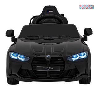 BMW M4 na akumulator - czarny, 2x35W 12V/14Ah, pilot, ekoskóra, EVA, LED, panel muzyczny [SX2418]