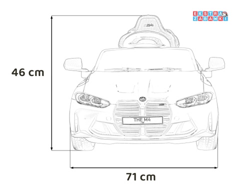 BMW M4 na akumulator - czarny, 2x35W 12V/14Ah, pilot, ekoskóra, EVA, LED, panel muzyczny [SX2418]