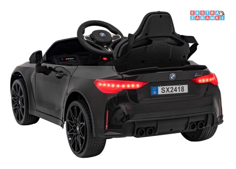 BMW M4 na akumulator - czarny, 2x35W 12V/14Ah, pilot, ekoskóra, EVA, LED, panel muzyczny [SX2418]