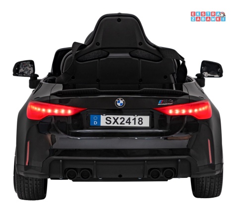 BMW M4 na akumulator - czarny, 2x35W 12V/14Ah, pilot, ekoskóra, EVA, LED, panel muzyczny [SX2418]