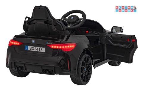 BMW M4 na akumulator - czarny, 2x35W 12V/14Ah, pilot, ekoskóra, EVA, LED, panel muzyczny [SX2418]