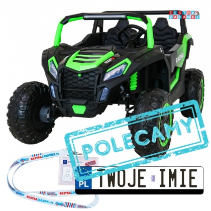 Buggy ATV Racing dwuosobowy na akumulator - zielony, 4x200W 24V/14Ah, pilot, panel muzyczny, EVA, ekoskóra [A032]
