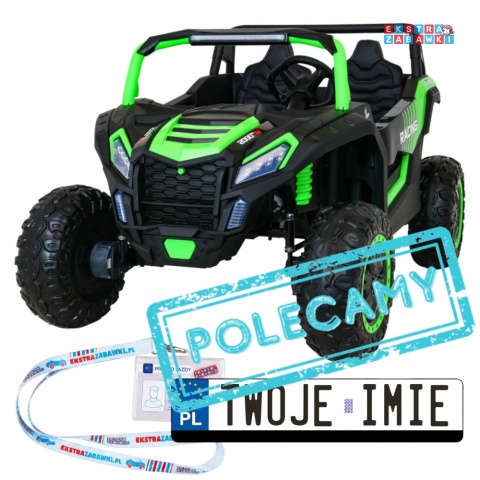 Buggy ATV Racing dwuosobowy na akumulator - zielony, 4x200W 24V/14Ah, pilot, panel muzyczny, EVA, ekoskóra [A032]