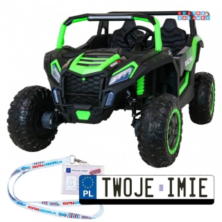 Buggy ATV Racing dwuosobowy na akumulator - zielony, 4x200W 24V/14Ah, pilot, panel muzyczny, EVA, ekoskóra [A032]