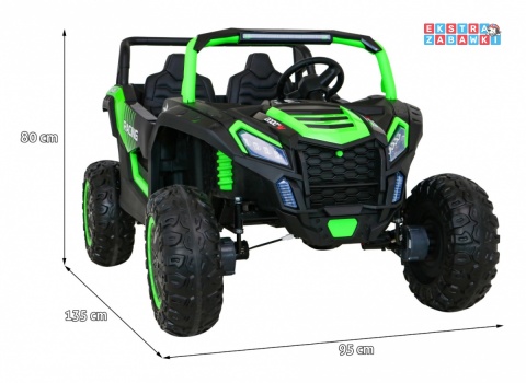 Buggy ATV Racing dwuosobowy na akumulator - zielony, 4x200W 24V/14Ah, pilot, panel muzyczny, EVA, ekoskóra [A032]