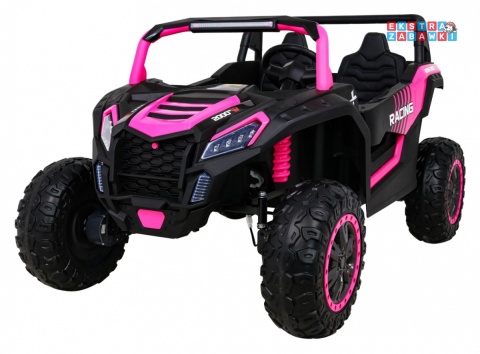 Buggy ATV Racing dwuosobowy na akumulator - różowy, 4x200W 24V/14Ah, pilot, panel muzyczny, EVA, ekoskóra [A032]