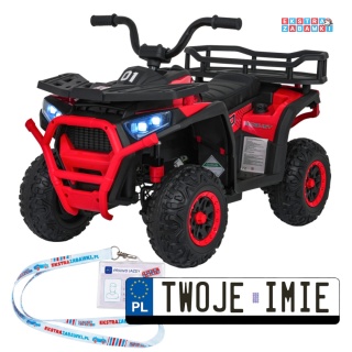 Czerwony Quad ATV Robust 01 na akumulator - 4x35W, 12V/7Ah, EVA, led, ekoskóra [XMX-651]