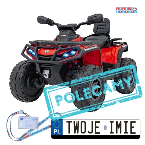 Czerwony Quad CAN-AM Outlander ATV na akumulator - 4x200W, 24V/7Ah, EVA, LED, ekoskóra [CA005]