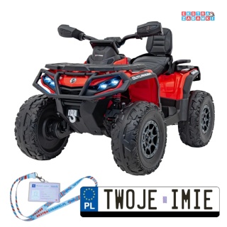 Quad CAN-AM Outlander ATV na akumulator - czerwony, 4x200W 24V/7Ah, EVA, LED, ekoskóra [CA005]
