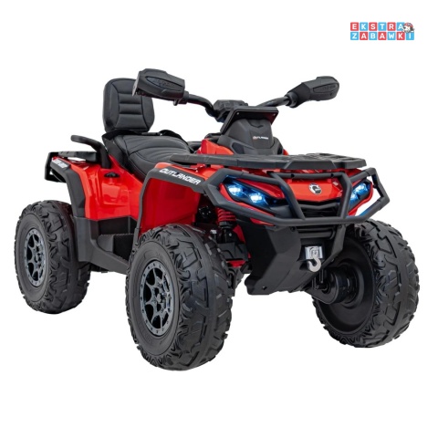 Czerwony Quad CAN-AM Outlander ATV na akumulator - 4x200W, 24V/7Ah, EVA, LED, ekoskóra [CA005]