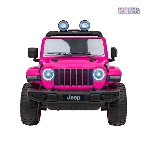 Jeep Wrangler Rubicon na akumulator - różowy, 4x45W, 12V/10Ah, EVA, pilot, LED, MP3, BT - [JWR555]