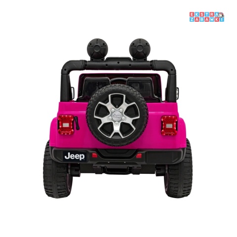Jeep Wrangler Rubicon na akumulator - różowy, 4x45W, 12V/10Ah, EVA, pilot, LED, MP3, BT - [JWR555]