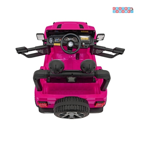 Jeep Wrangler Rubicon na akumulator - różowy, 4x45W, 12V/10Ah, EVA, pilot, LED, MP3, BT - [JWR555]