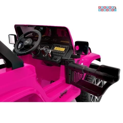 Jeep Wrangler Rubicon na akumulator - różowy, 4x45W, 12V/10Ah, EVA, pilot, LED, MP3, BT - [JWR555]