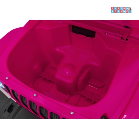 Jeep Wrangler Rubicon na akumulator - różowy, 4x45W, 12V/10Ah, EVA, pilot, LED, MP3, BT - [JWR555]