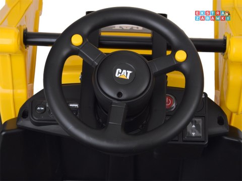 Koparko ładowarka na akumulator - żółty, 2x30W 12V/7Ah, pilot, do 5 km/h, obrotowe siedzenie, pas, Bluetooth [ZA5612]