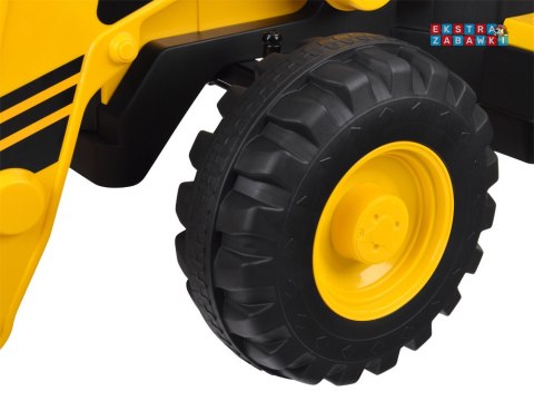 Koparko ładowarka na akumulator - żółty, 2x30W 12V/7Ah, pilot, do 5 km/h, obrotowe siedzenie, pas, Bluetooth [ZA5612]