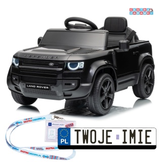 Land Rover Defender na akumulator - czarny, 2x35W i 2x20W 12V/7Ah, pilot, EVA, LED, ekoskóra, panel muzyczny [QLS-8626]