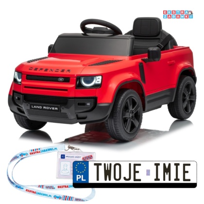 Land Rover Defender na akumulator - czerwony, 2x35W i 2x20W 12V/7Ah, pilot, EVA, LED, ekoskóra, panel muzyczny [QLS-8626]