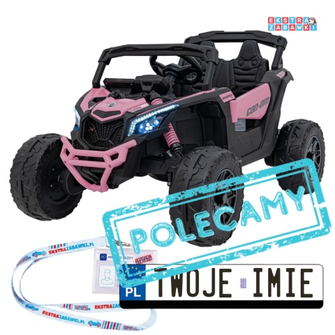Maverick ATV CAN-AM buggy na akumulator 4x4 - różowy, 4x200W, 24V/10Ah, EVA, pokrowiec, pilot, LED, BT [CA003]