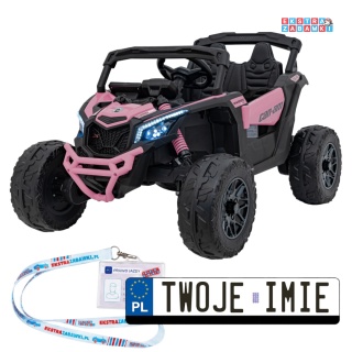 Maverick ATV CAN-AM buggy na akumulator 4x4 - różowy, 4x200W, 24V/10Ah, EVA, pokrowiec, pilot, LED, BT [CA003]