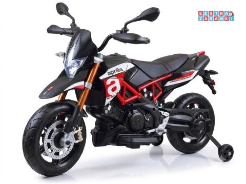 Motorek Aprilla na akumulator - czerwony, 2x2 12V/7Ah, do 3 km/h, EVA, ekoskóra, stalowa rama, dwa biegi [PA0243]