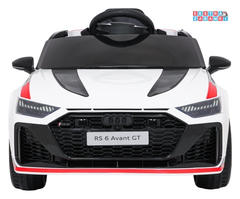 Audi RS6 Avant GT na akumulator - biały, 4x35W 12V/9Ah, pilot, ekoskóra, EVA, LED, pasy, BT [QLS-8620]