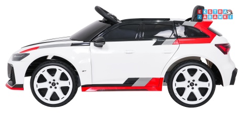 Audi RS6 Avant GT na akumulator - biały, 4x35W 12V/9Ah, pilot, ekoskóra, EVA, LED, pasy, BT [QLS-8620]