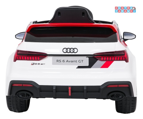 Audi RS6 Avant GT na akumulator - biały, 4x35W 12V/9Ah, pilot, ekoskóra, EVA, LED, pasy, BT [QLS-8620]
