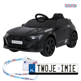 Audi RS6 Avant GT na akumulator - czarny, 4x35W 12V/9Ah, pilot, ekoskóra, EVA, LED, pasy, BT [QLS-8620]