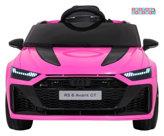 Audi RS6 Avant GT na akumulator - różowy, 4x35W 12V/9Ah, pilot, ekoskóra, EVA, LED, pasy, BT [QLS-8620]