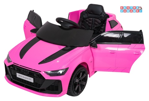 Audi RS6 Avant GT na akumulator - różowy, 4x35W 12V/9Ah, pilot, ekoskóra, EVA, LED, pasy, BT [QLS-8620]