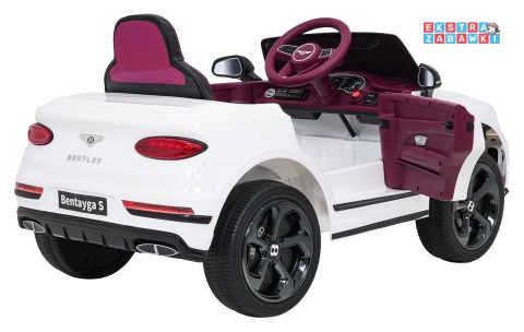 Bentley Bentayga S na akumulator - biały, 2x35W 12V/7Ah, pilot, EVA, LED, ekoskóra, pasy, panel muzyczny [HL-5188]