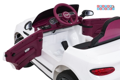 Bentley Bentayga S na akumulator - biały, 2x35W 12V/7Ah, pilot, EVA, LED, ekoskóra, pasy, panel muzyczny [HL-5188]