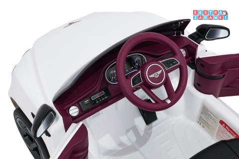 Bentley Bentayga S na akumulator - biały, 2x35W 12V/7Ah, pilot, EVA, LED, ekoskóra, pasy, panel muzyczny [HL-5188]