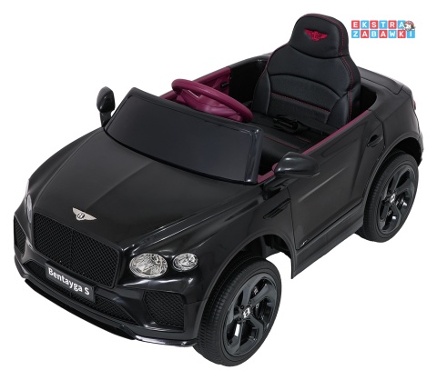 Bentley Bentayga S na akumulator - czarny, 2x35W 12V/7Ah, pilot, EVA, LED, ekoskóra, pasy, panel muzyczny [HL-5188]