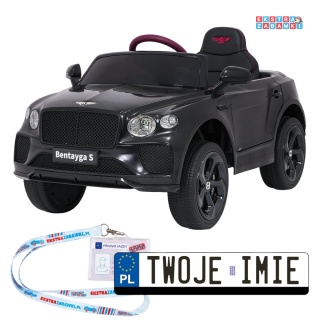 Bentley Bentayga S na akumulator - czarny, 2x35W 12V/7Ah, pilot, EVA, LED, ekoskóra, pasy, panel muzyczny [HL-5188]