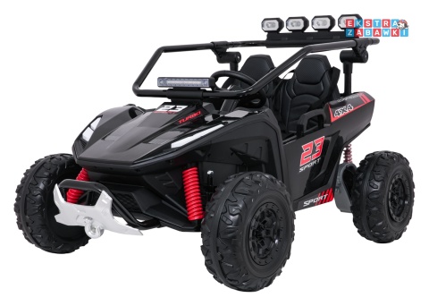 Buggy Turbo 23 na akumulator - czarny, 4x200W 24V/7Ah, pilot, dwuosobowy, EVA, LED, ekoskóra, pas [DM-109]