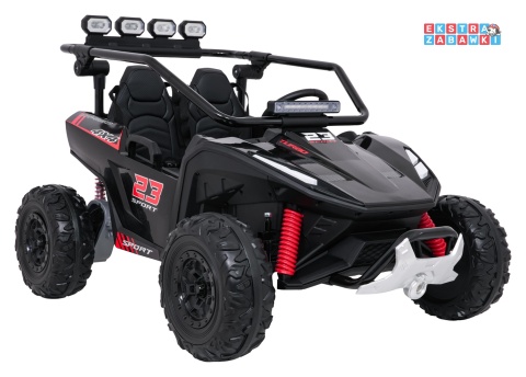 Buggy Turbo 23 na akumulator - czarny, 4x200W 24V/7Ah, pilot, dwuosobowy, EVA, LED, ekoskóra, pas [DM-109]