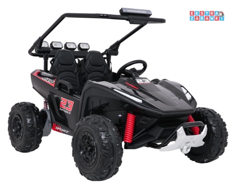 Buggy Turbo 23 na akumulator - czarny, 4x200W 24V/7Ah, pilot, dwuosobowy, EVA, LED, ekoskóra, pas [DM-109]