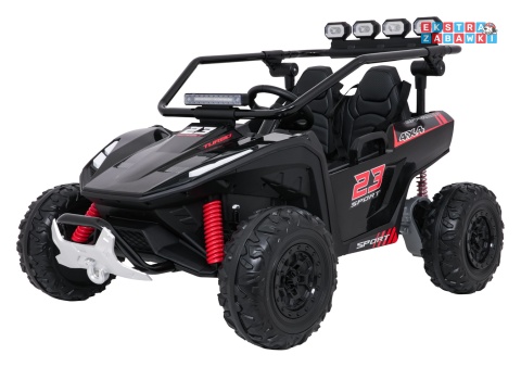 Buggy Turbo 23 na akumulator - czarny, 4x200W 24V/7Ah, pilot, dwuosobowy, EVA, LED, ekoskóra, pas [DM-109]