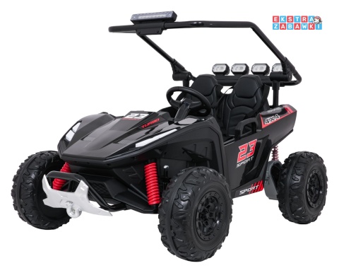 Buggy Turbo 23 na akumulator - czarny, 4x200W 24V/7Ah, pilot, dwuosobowy, EVA, LED, ekoskóra, pas [DM-109]