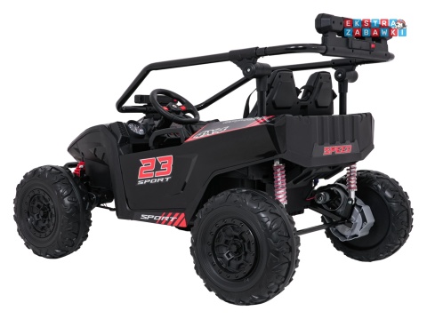 Buggy Turbo 23 na akumulator - czarny, 4x200W 24V/7Ah, pilot, dwuosobowy, EVA, LED, ekoskóra, pas [DM-109]