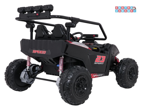 Buggy Turbo 23 na akumulator - czarny, 4x200W 24V/7Ah, pilot, dwuosobowy, EVA, LED, ekoskóra, pas [DM-109]